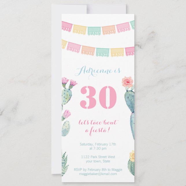 Invitación Taco acerca de Fiesta Mexicana cualquier fiesta de (Anverso)