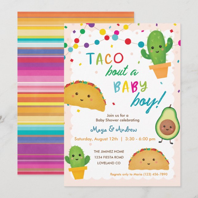 Invitación Taco acerca de un bebé - fiesta temática de la duc (Anverso / Reverso)