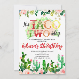 Invitación Taco acerca de un cumpleaños de Fiesta, segundo cu