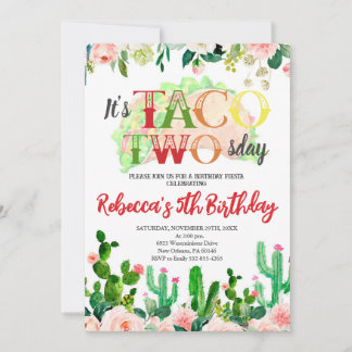 Invitación Taco acerca de un cumpleaños de Fiesta, segundo cu