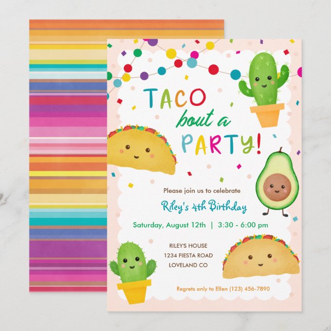 Invitación Taco acerca de un fiesta - fiesta de cumpleaños (Anverso / Reverso)
