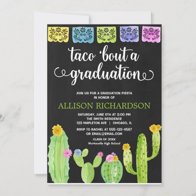 Invitación Taco acerca de una fiesta de graduación fiesta de  (Anverso)