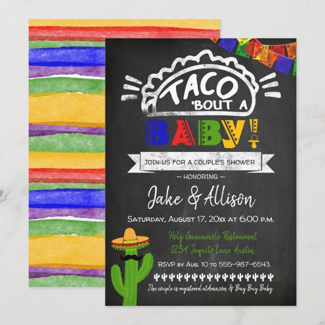 Invitación Taco Baby Shower para pareja (Anverso / Reverso)