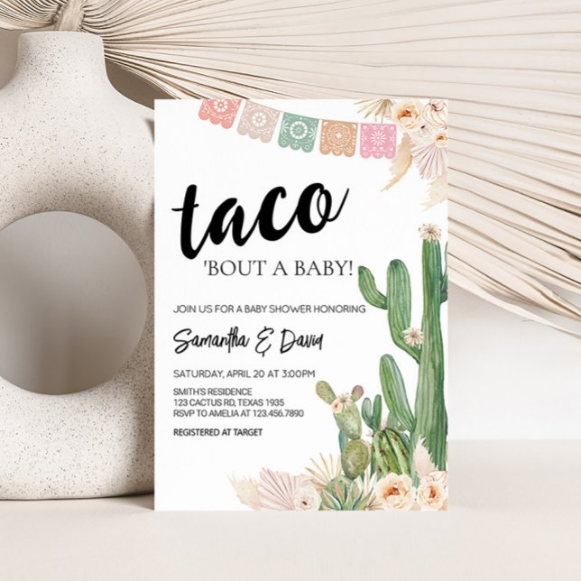 Invitación Taco Bout A Baby Boho Baby Shower (Cactus Baby Shower Invitation)