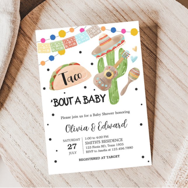 Invitación Taco Bout A Baby Cactus Baby Shower (Fiesta Cactus Baby Shower Invitation)