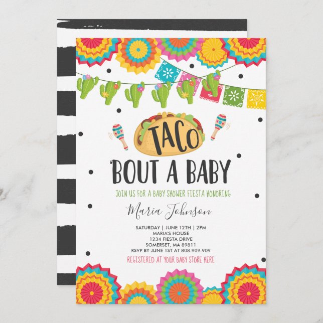 Invitación Taco 'Bout A Baby Fiesta Baby Shower (Anverso / Reverso)