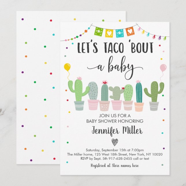 Invitación Taco Bout A Baby Fiesta Cactus Baby Shower (Anverso / Reverso)