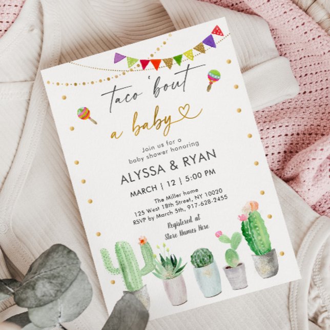 Invitación Taco 'Bout A Baby Fiesta Cactus Baby Shower (Subido por el creador)