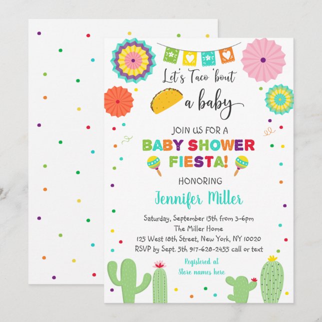 Invitación Taco Bout A Baby Fiesta Cactus Baby Shower (Anverso / Reverso)