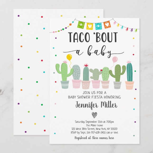Invitación Taco Bout A Baby Fiesta Cactus Baby Shower (Anverso / Reverso)