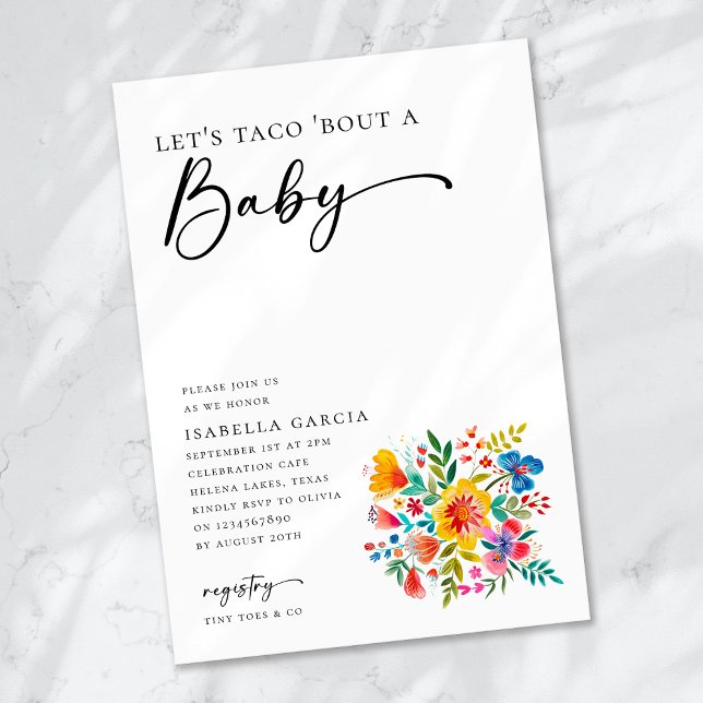 Invitación Taco 'Bout a Baby Floral Fiesta Baby Shower (Subido por el creador)