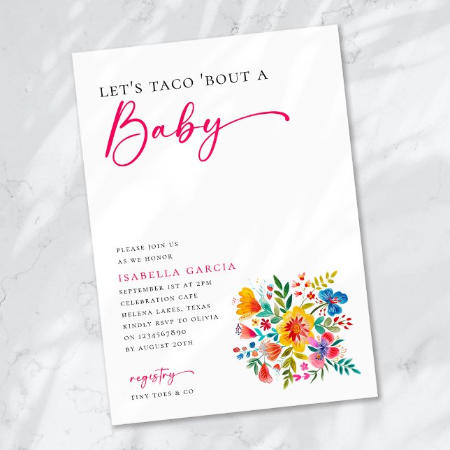 Invitación Taco 'Bout a Baby Floral Fiesta Baby Shower (Subido por el creador)