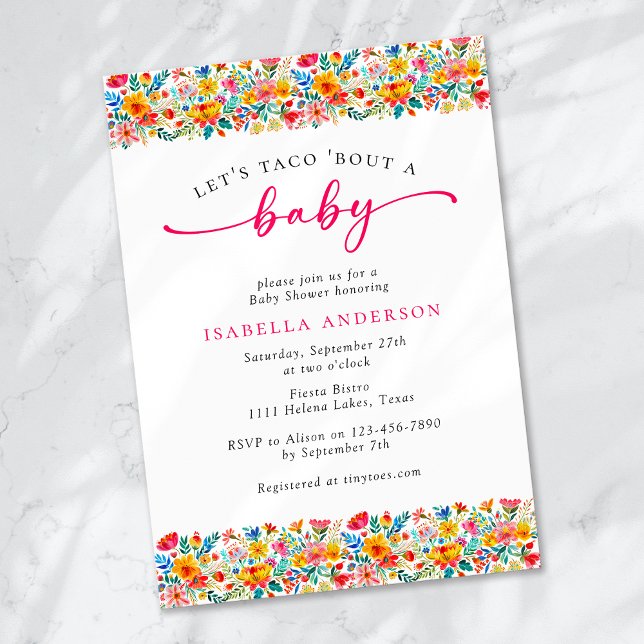 Invitación Taco 'Bout a Baby Floral Fiesta Baby Shower (Subido por el creador)