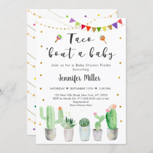 Invitación Taco Bout A Baby Gold Fiesta Cactus Baby Shower
