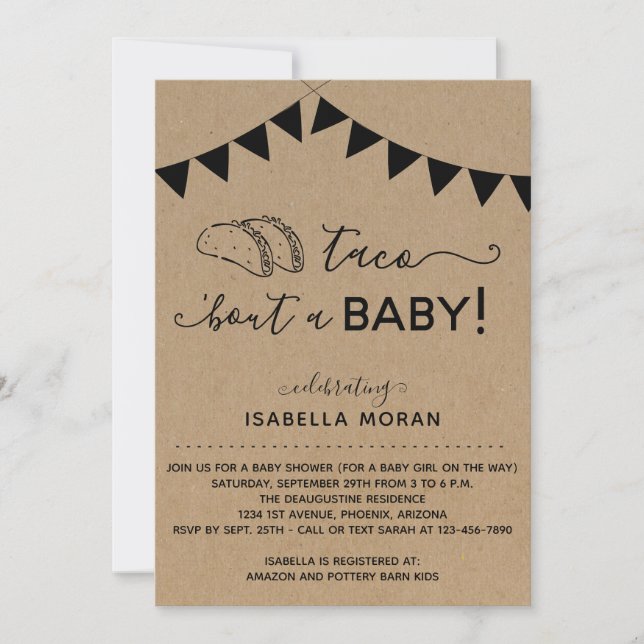 Invitación Taco 'Bout a Baby Shower Invitation (Anverso)
