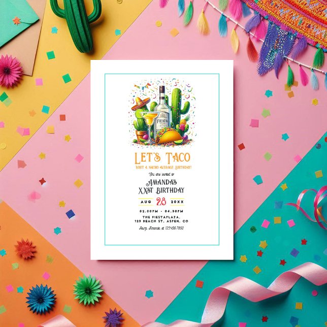 Invitación Taco 'Bout a Birthday - Fiesta Fiesta (Let's Taco 'Bout a Birthday – Fiesta Party Invitation)
