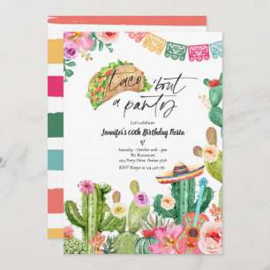 Invitación Taco 'Bout A Fiesta 60 cumpleaños Fiesta Cactus