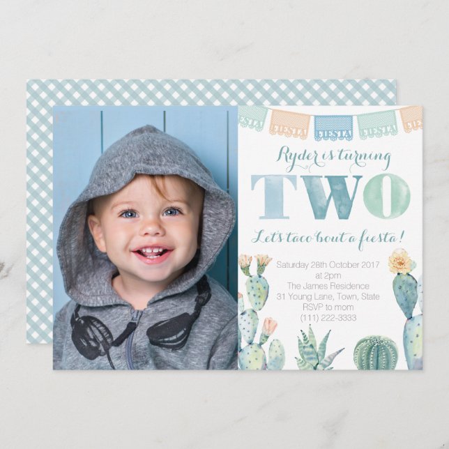 Invitación Taco Bout A Fiesta, foto del Fiesta de cumpleaños  (Anverso / Reverso)
