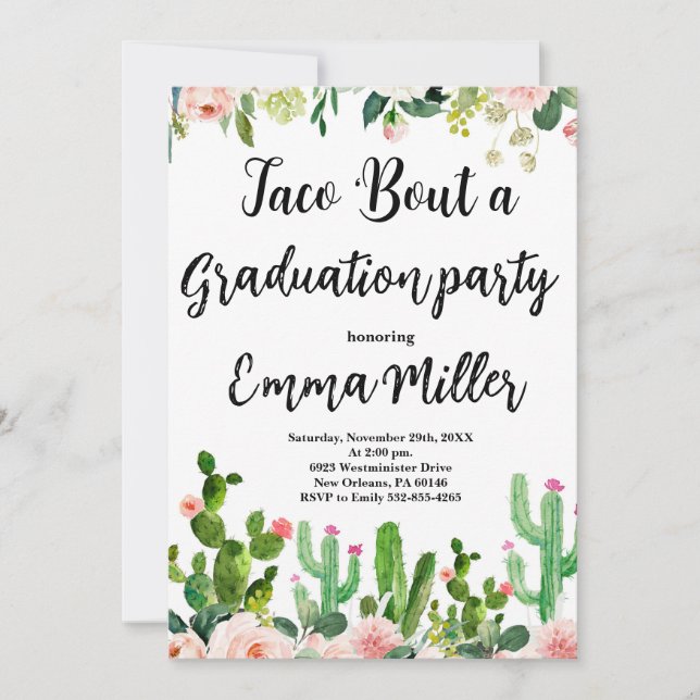 Invitación Taco 'Bout a un Fiesta de la Fiesta de Graduación (Anverso)