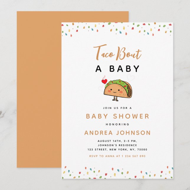 Invitación Taco Bout Baby Fiesta Groovy Retro Baby Shower (Anverso / Reverso)