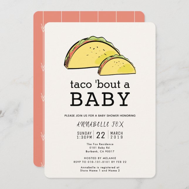 Invitación Taco Bout Fiesta Baby Shower (Anverso / Reverso)