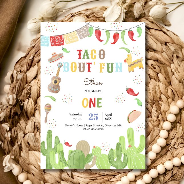 Invitación Taco bout' fiesta de fiesta mexicana de primer cum (Subido por el creador)