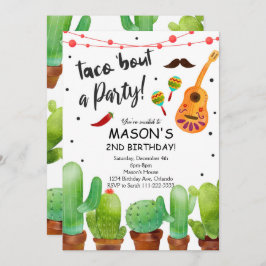 Invitación Taco Bout Fiesta Fiesta Watercolor Cactus Invite