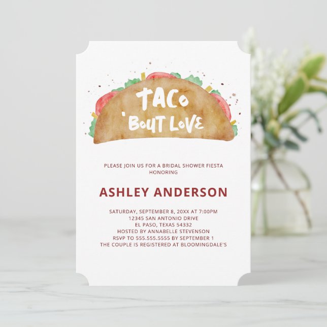 Invitación Taco 'Bout Love Boda Bridal Shower Fiesta (Anverso de pie)