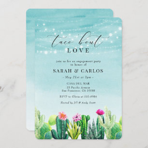 Invitación Taco 'Bout Love Cactus Fiesta Engagement