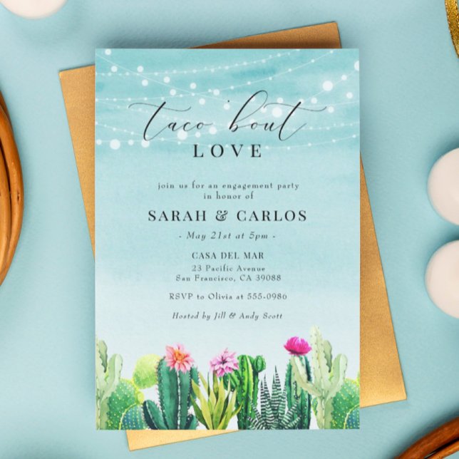 Invitación Taco 'Bout Love Cactus Fiesta Engagement Party (Subido por el creador)
