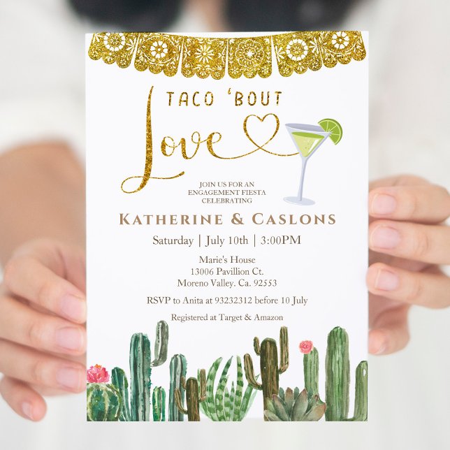 Invitación Taco Bout Love Cactus Fiesta Engagement Party (Subido por el creador)