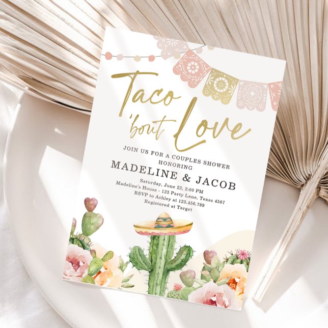 Invitación Taco Bout Love Cactus Fiesta Parejas Ducha Rosa (Subido por el creador)