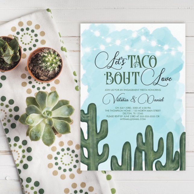 Invitación Taco Bout Love Cactus Ilustra El Compromiso Boda (Subido por el creador)