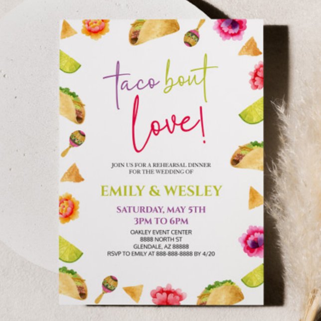 Invitación ¡Taco Bout Love! Cena de ensayo de Fiesta Boda (Subido por el creador)