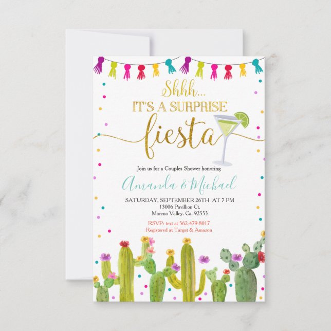 Invitación Taco 'Bout Love Couples Engagement Cactus Fiesta (Anverso)