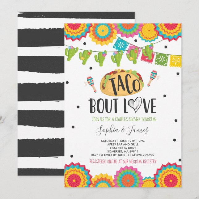 Invitación Taco 'Bout Love Couples Engagement Fiesta Fiesta (Anverso / Reverso)