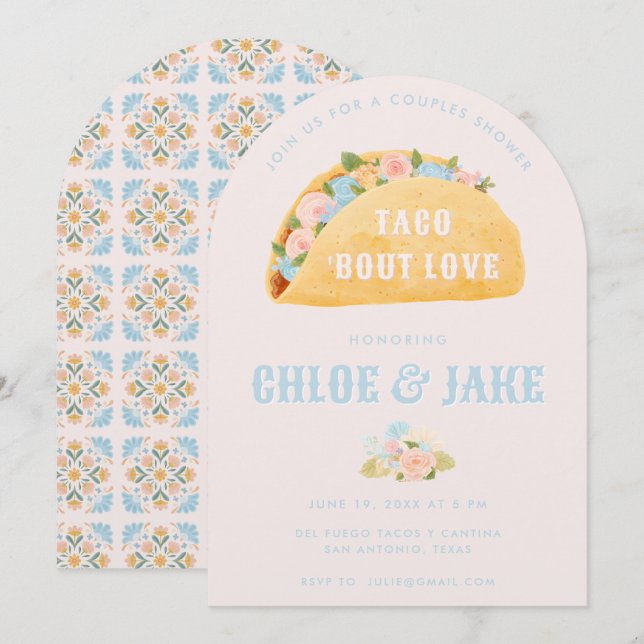 Invitación Taco 'Bout Love Couple's Shower Invitation (Anverso / Reverso)