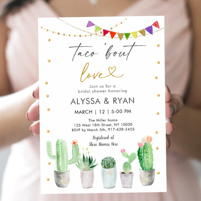 Invitación Taco 'Bout Love Fiesta Cactus Bridal Shower (Subido por el creador)