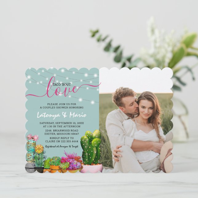 Invitación Taco 'bout Love Fiesta Couples Shower (Anverso de pie)