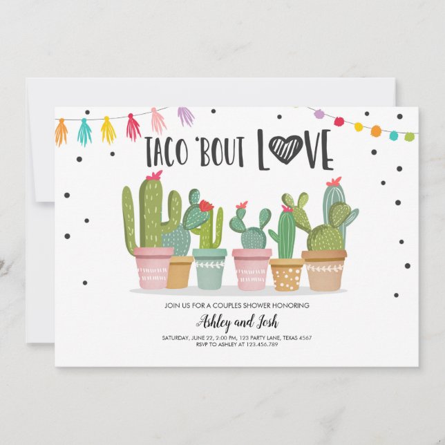 Invitación Taco Bout Love Fiesta Couples Shower Cactus (Anverso)