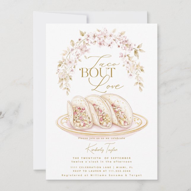 Invitación Taco Bout Love Floral Bridal Shower Fiesta (Anverso)
