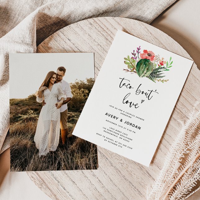 Invitación Taco Bout Love Floral Cactus Foto Parejas Ducha (Subido por el creador)
