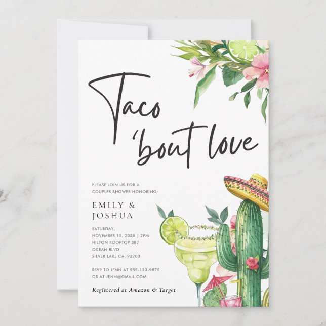 Invitación Taco Bout Love Parejas Mexicanas Ducha (Anverso)