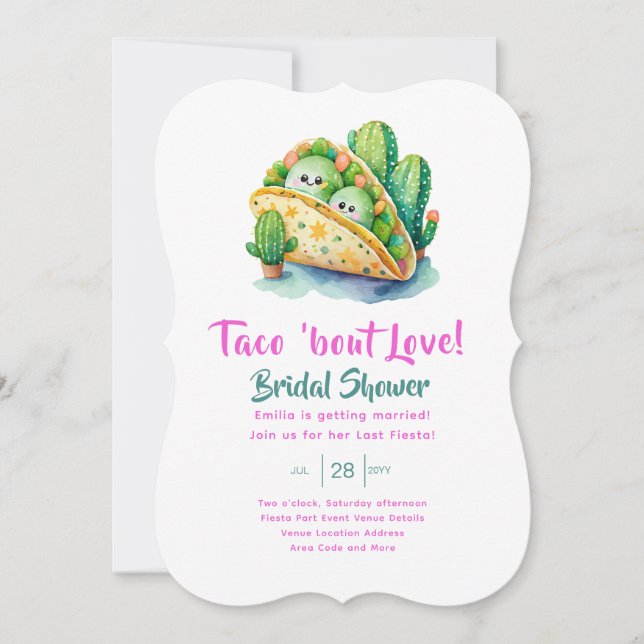 Invitación Taco 'Bout Love! Última ducha de novia Fiesta (Anverso)