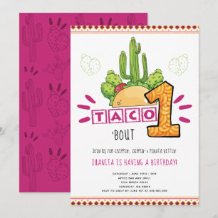 Invitación Taco Bout One   Primer cumpleaños Fiesta Rosa