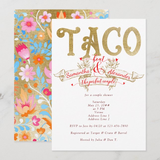 Invitación Taco Bout Pareja Perfecta Amor Fiesta Ducha Pareja (Anverso / Reverso)