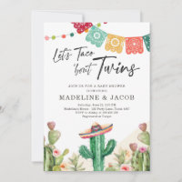 Taco Bout Twins Fiesta Cactus Watercolor Bebé
