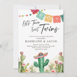 Invitación Taco Bout Twins Fiesta Cactus Watercolor Bebé