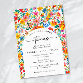 Invitación Taco 'Bout Twins Floral Fiesta Baby Shower