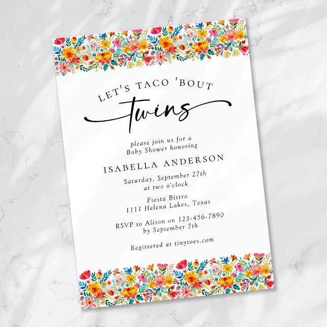 Invitación Taco 'Bout Twins Floral Fiesta Baby Shower (Subido por el creador)